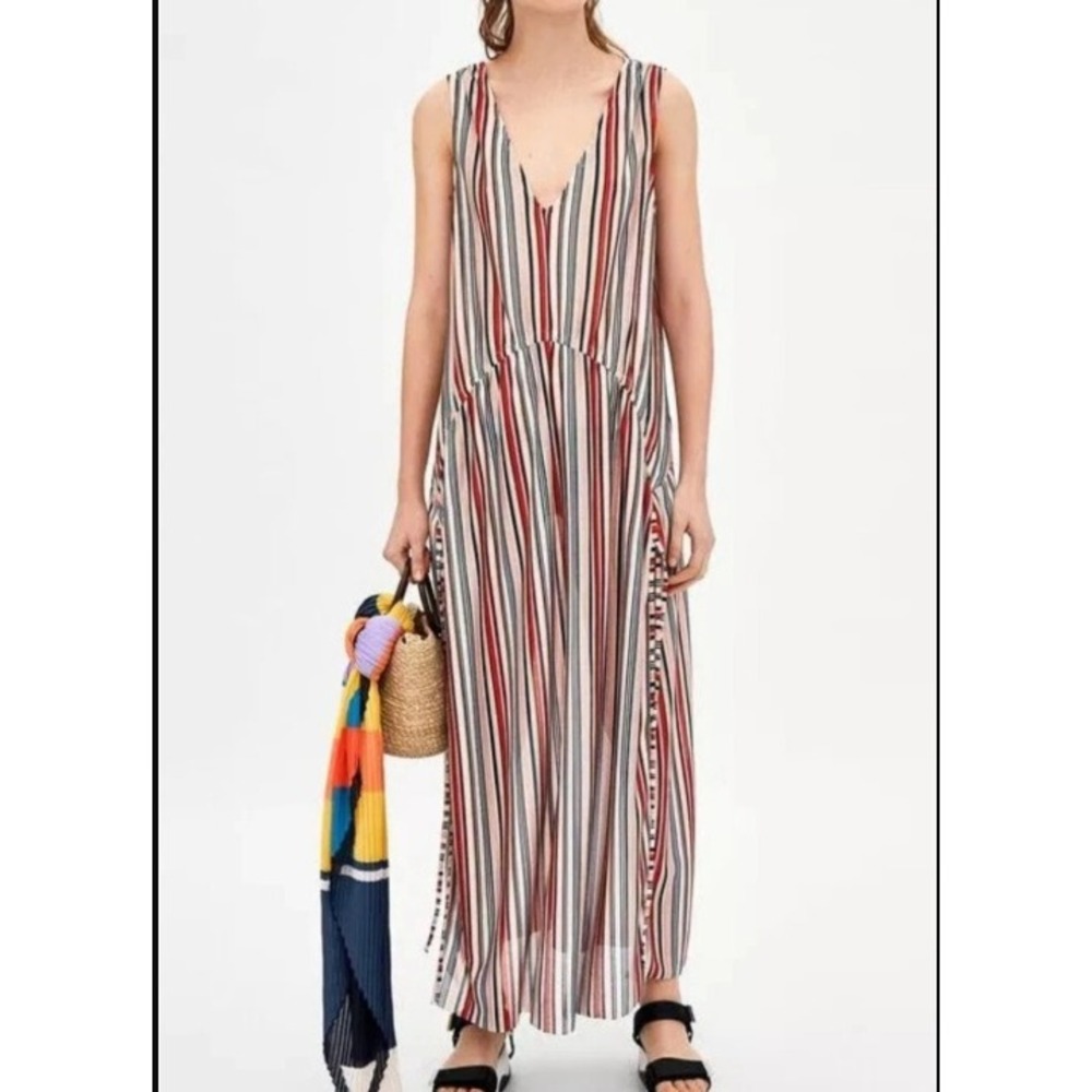 Zara Trafaluc Maxi Dress Womens S Multi-Color‎ Striped Knit Boho Beach Summer